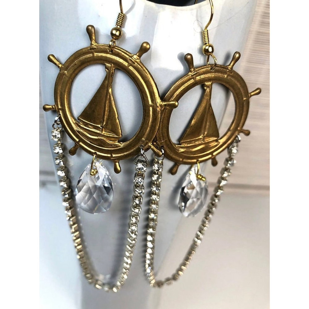 Sail Away With Me Statement Earrings OOAK